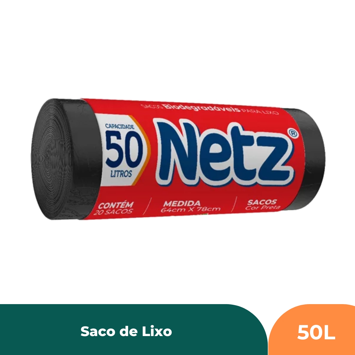 Saco de Lixo Preto Netz - 50l