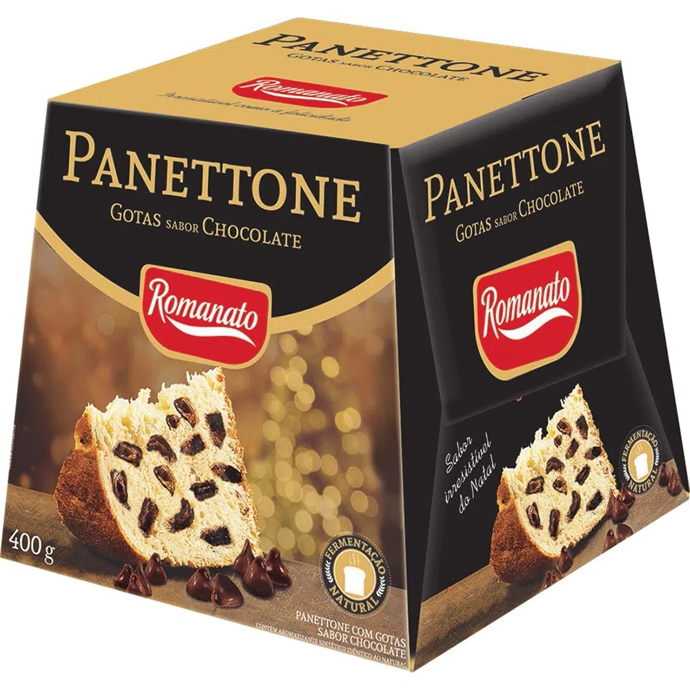 Panettone Gotas Sabor Chocolate Romanato - 400g
