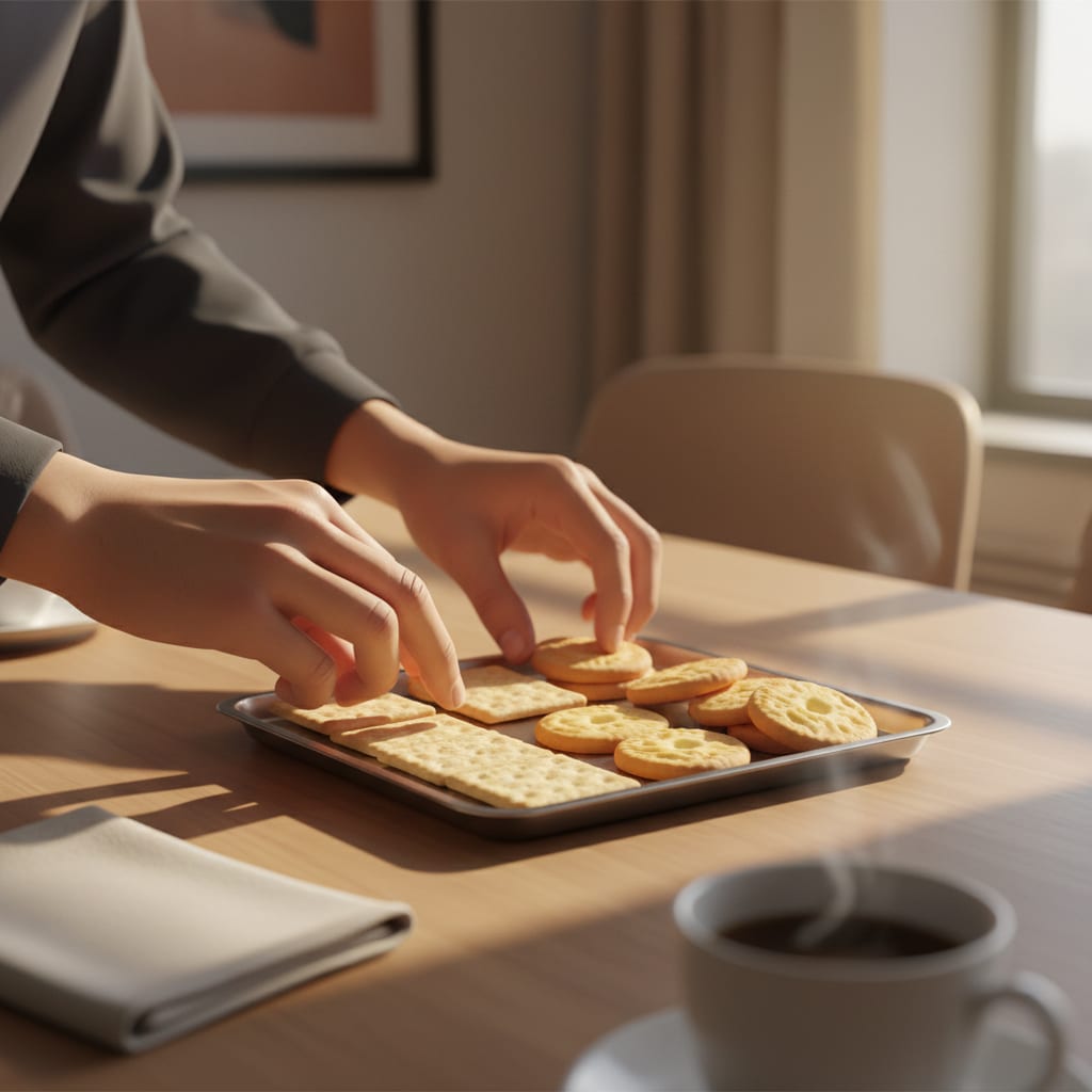 Combinar biscoito com café e água na mesma reposição