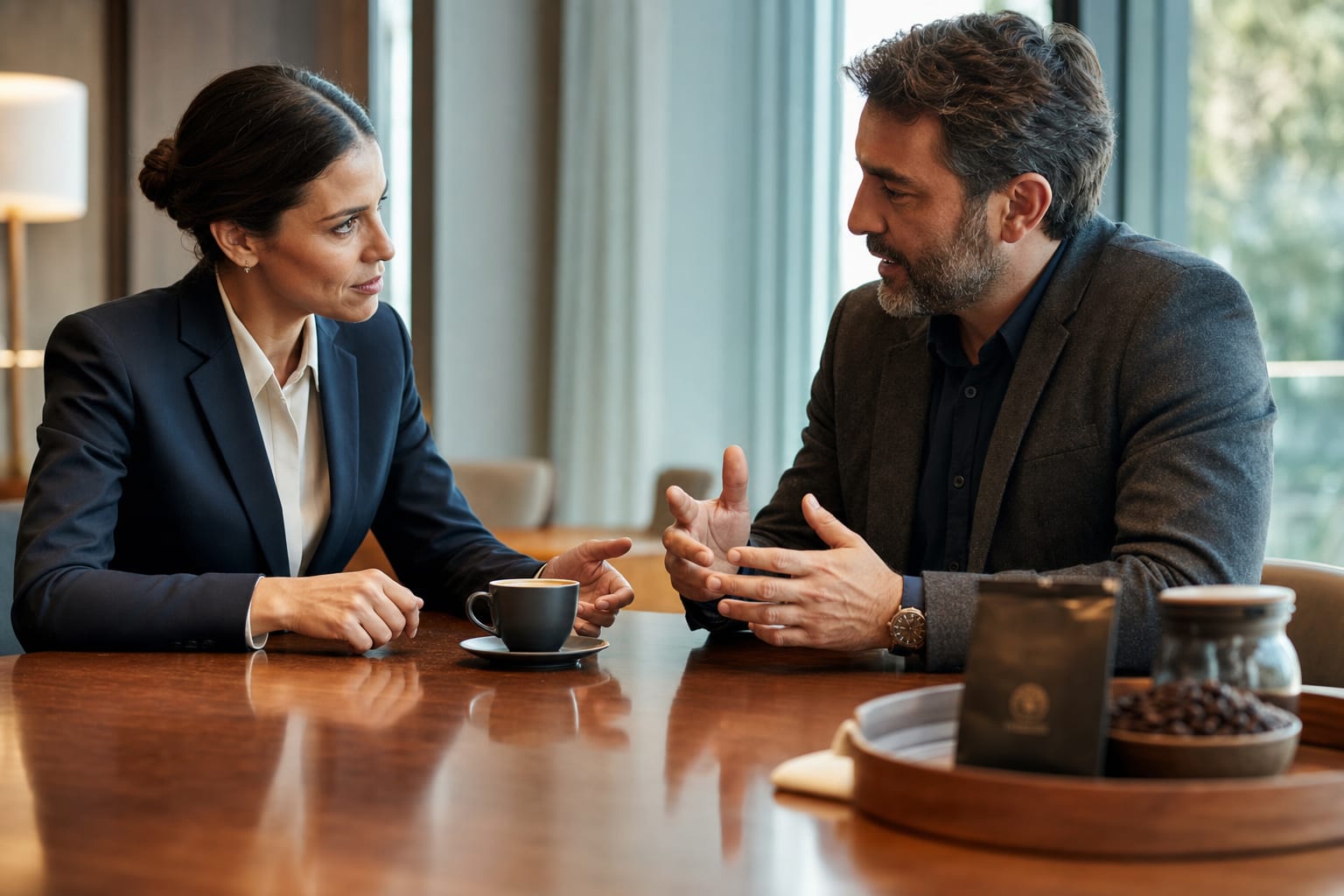 gerente-de-hotel-e-representante-de-fornecedor-de-cafe-em-uma-discussao-colabora