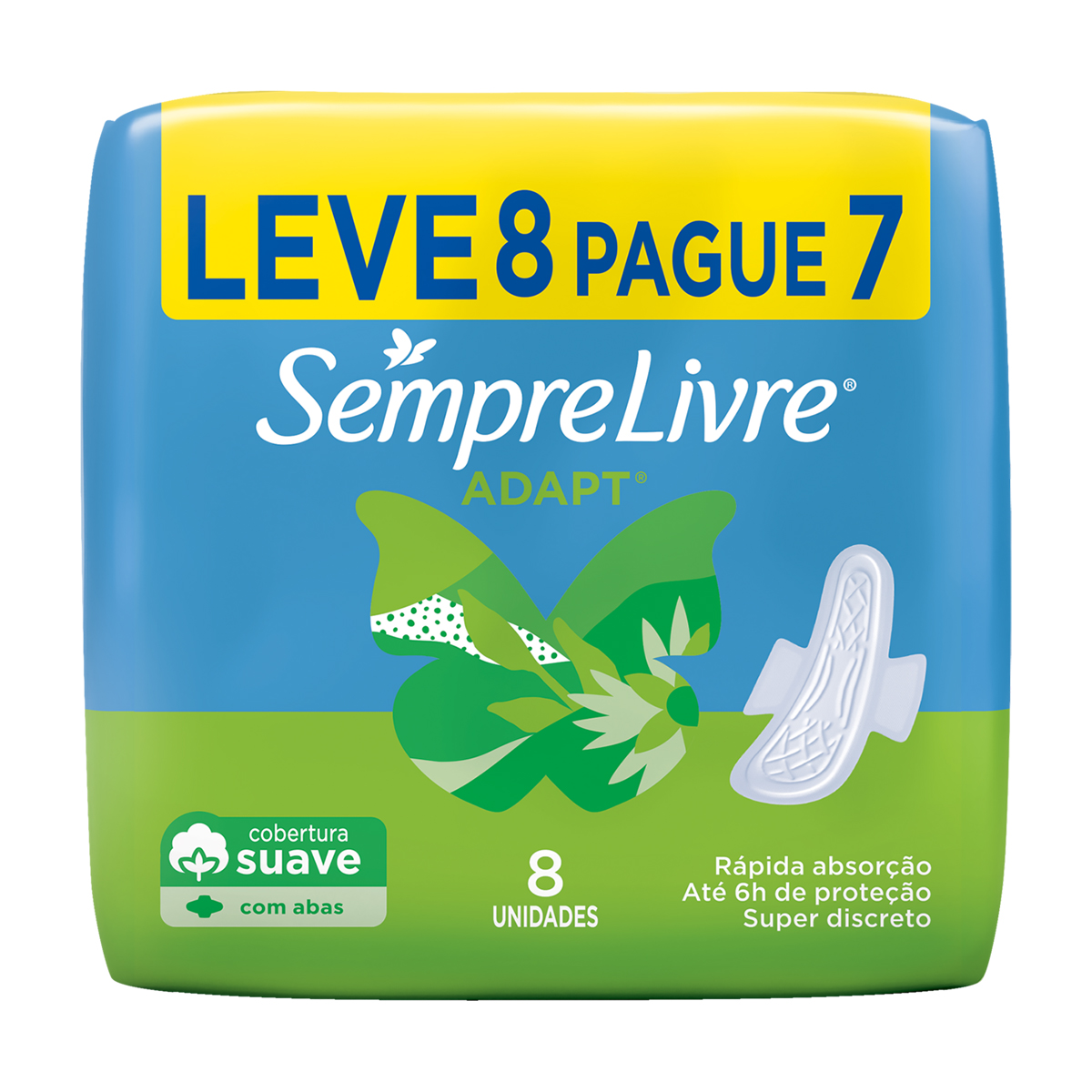 Absorvente Adapt Suave com Abas Sempre Livre – 8 Unidades
