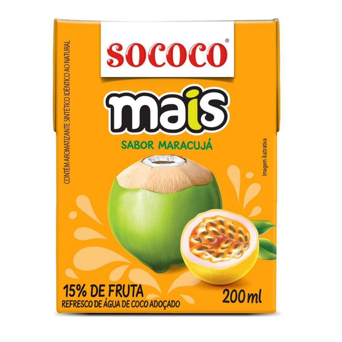 Água de Coco Mais Maracujá Sococo - 200ml