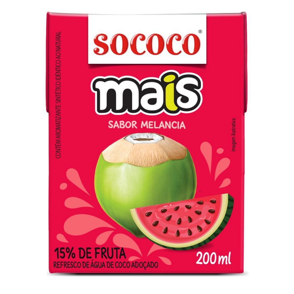 Água de Coco Mais Melancia Sococo - 200ml