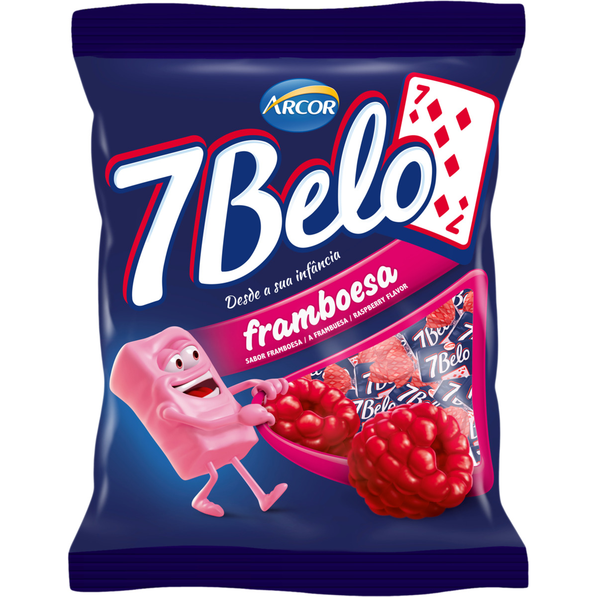 Bala 7Belo Framboesa Pacote Arcor – 500g