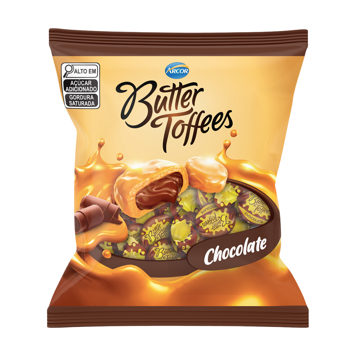 Bala Butter Toffees Chocolate Recheada Arcor Pacote – 90g