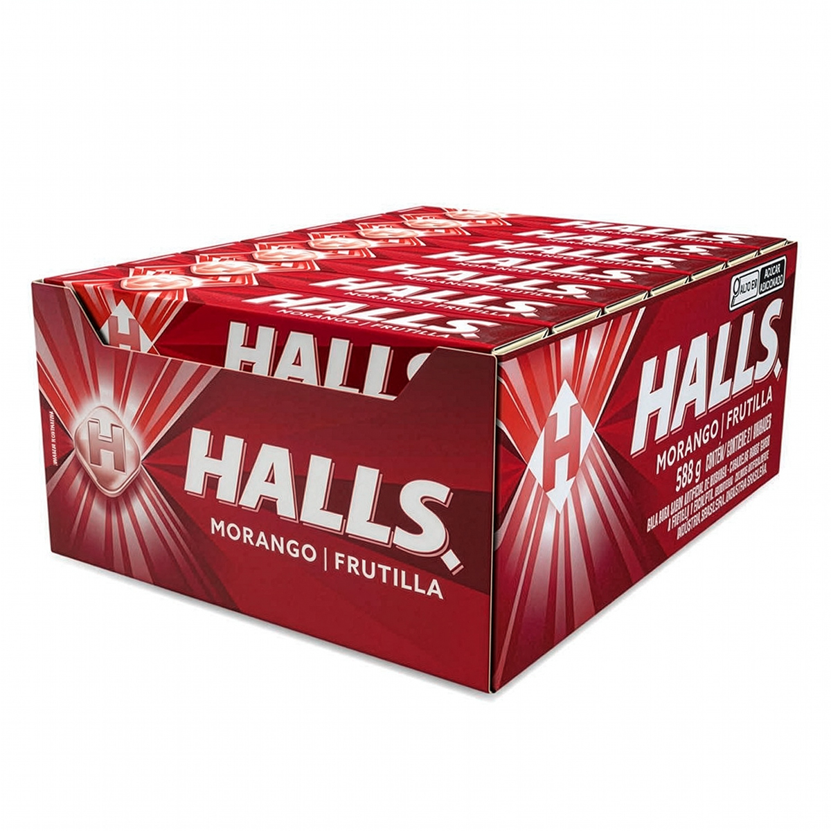 Bala Halls Morango Display 21 Unidades - 588g