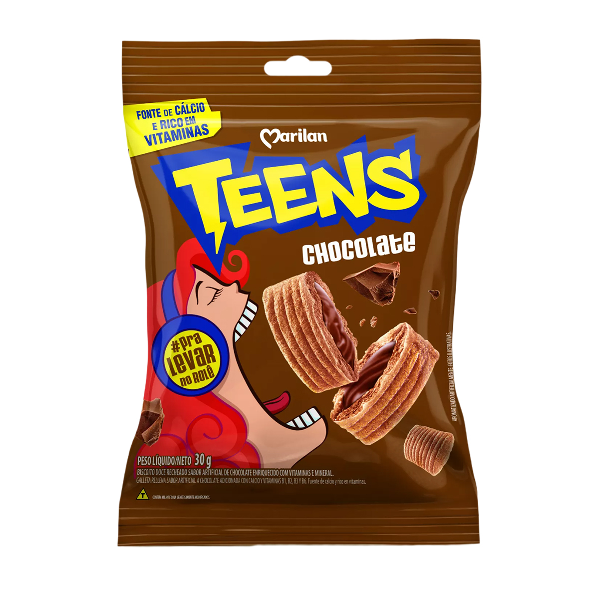 Biscoito Recheado Chocolate Marilan Teens - 30g