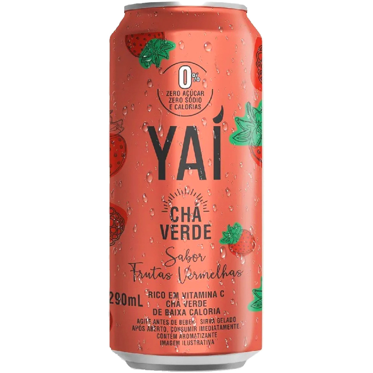 Chá Verde Frutas Vermelhas Lata Yaí Zero – 290ml