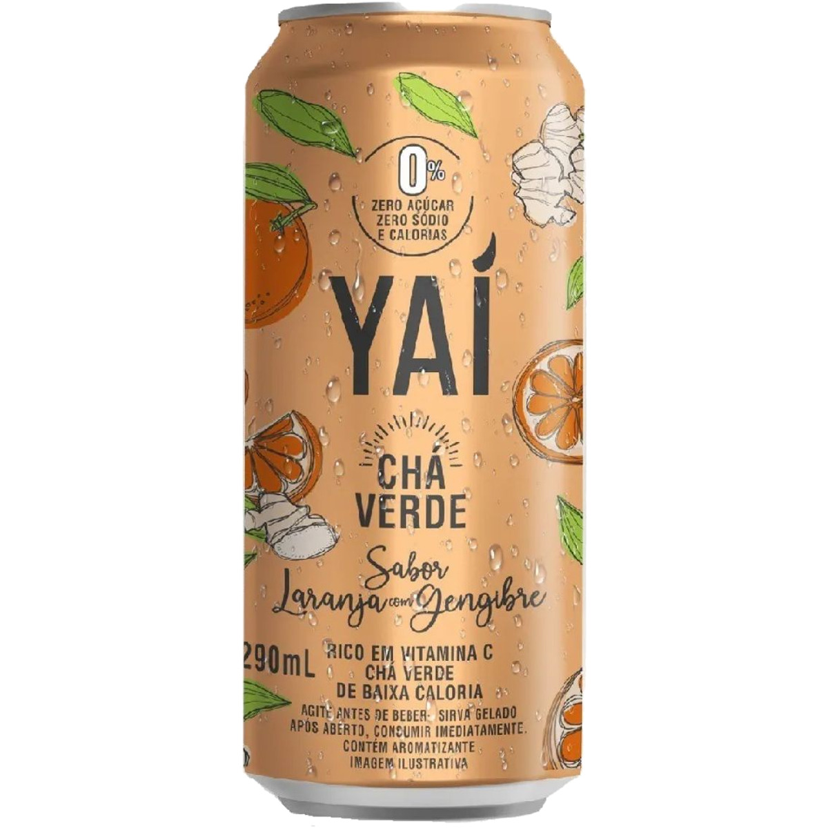 Chá Verde Laranja com Gengibre Lata Yaí Zero Açúcar 290ml
