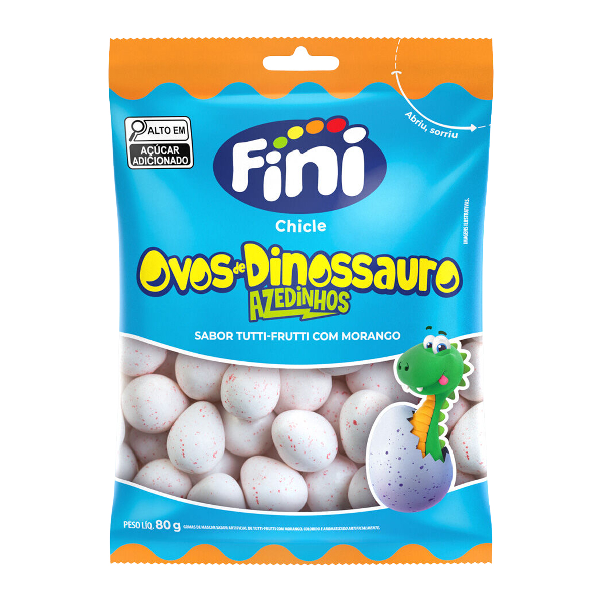 Chiclete Ovos de Dinossauro Azedinhos Pacote Fini – 80g