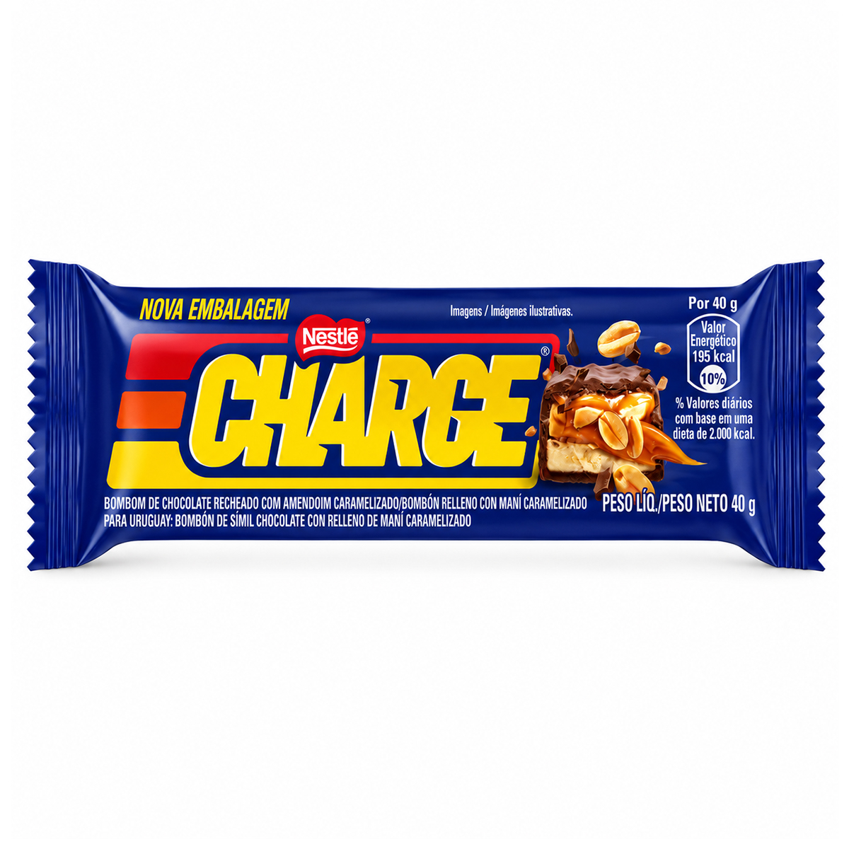 Chocolate Recheado Amendoim e Caramelo Nestlé Charge – 40g