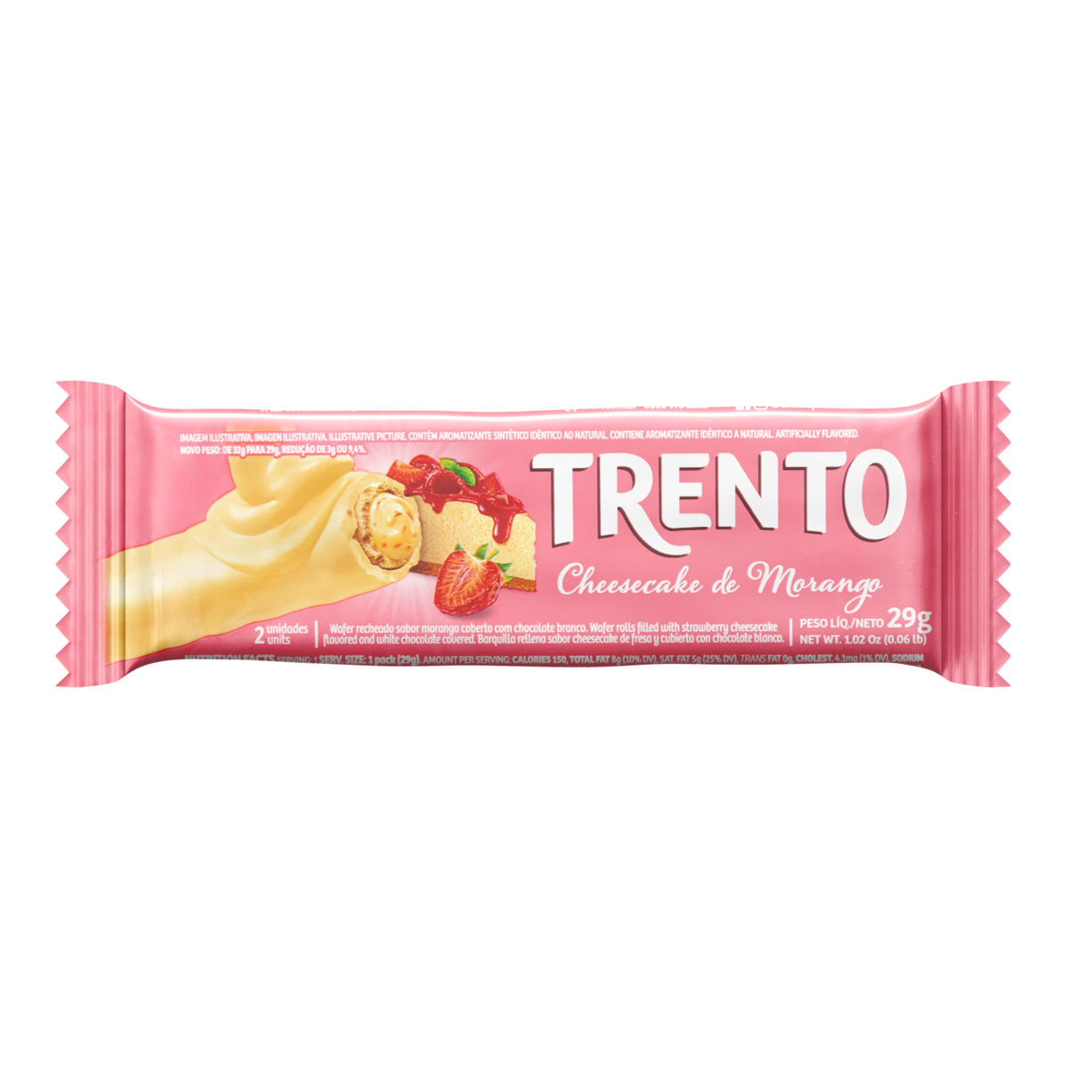 Chocolate Wafer Cheesecake Morango Trento Unidade – 29g