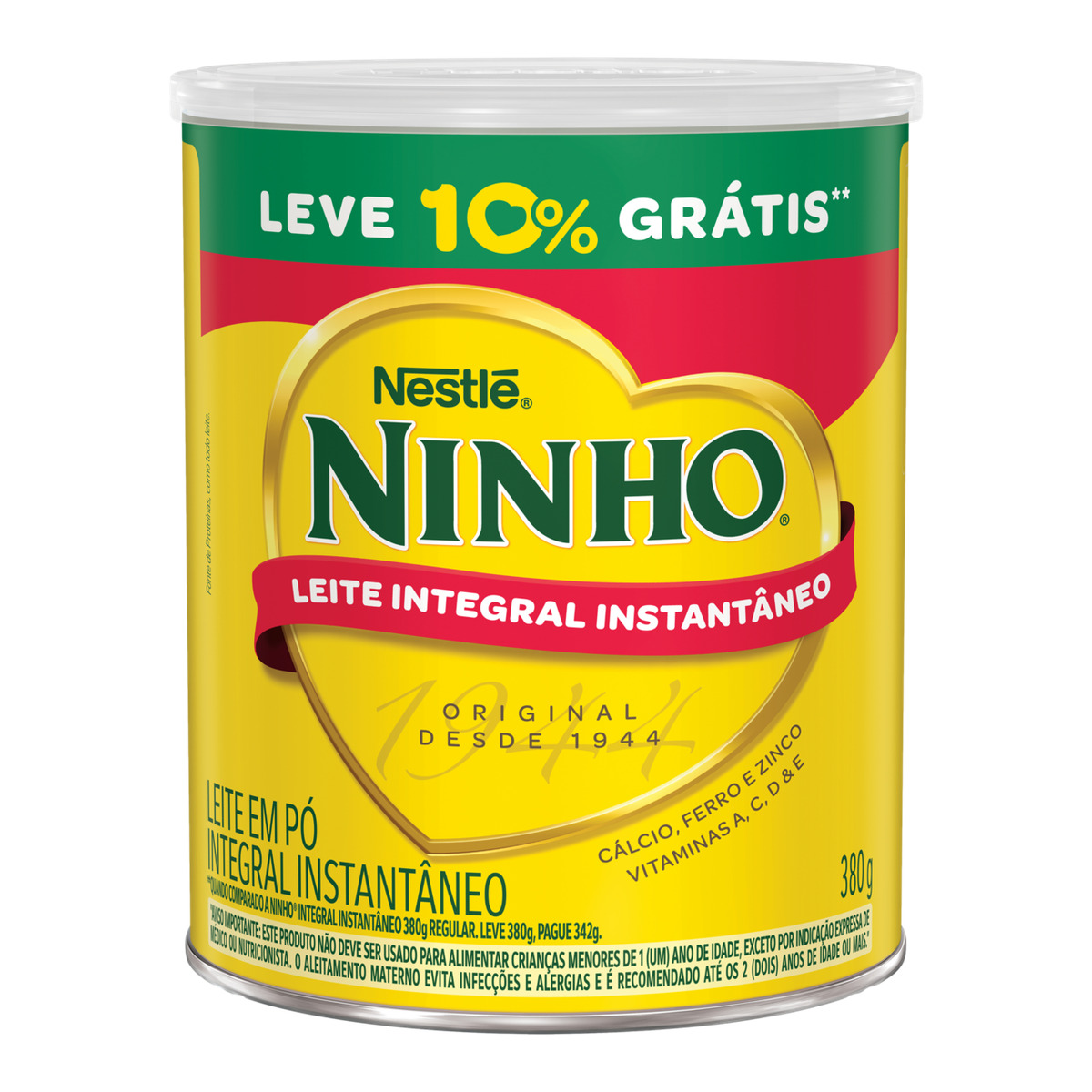 Leite em Pó Integral Instantâneo Lata Ninho Nestlé 380g