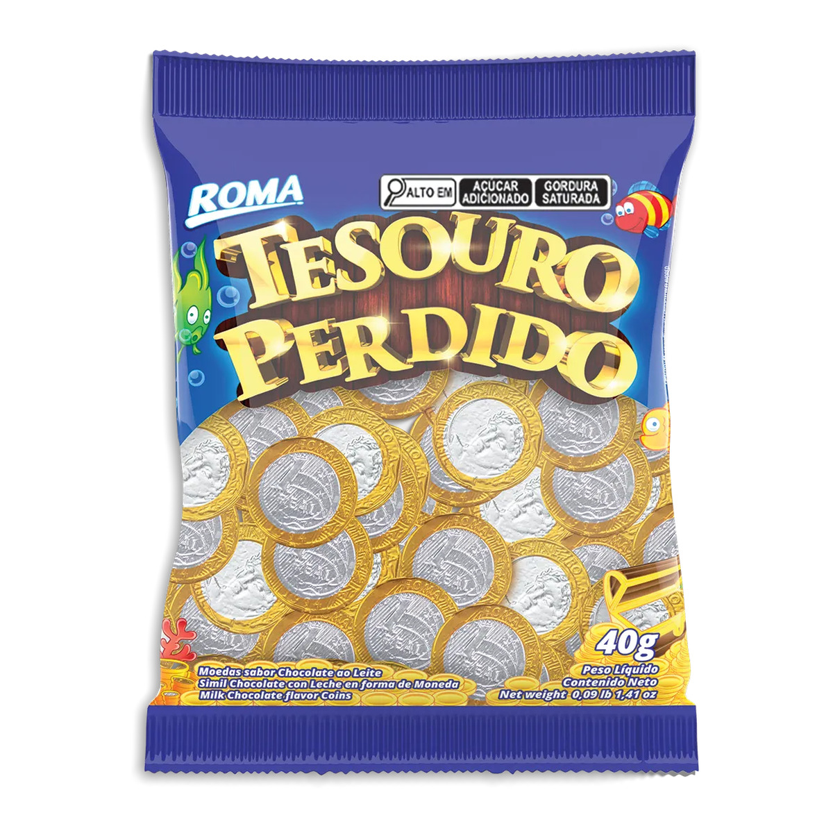 Moedas Chocolate ao Leite Tesouro Perdido Roma – 40g