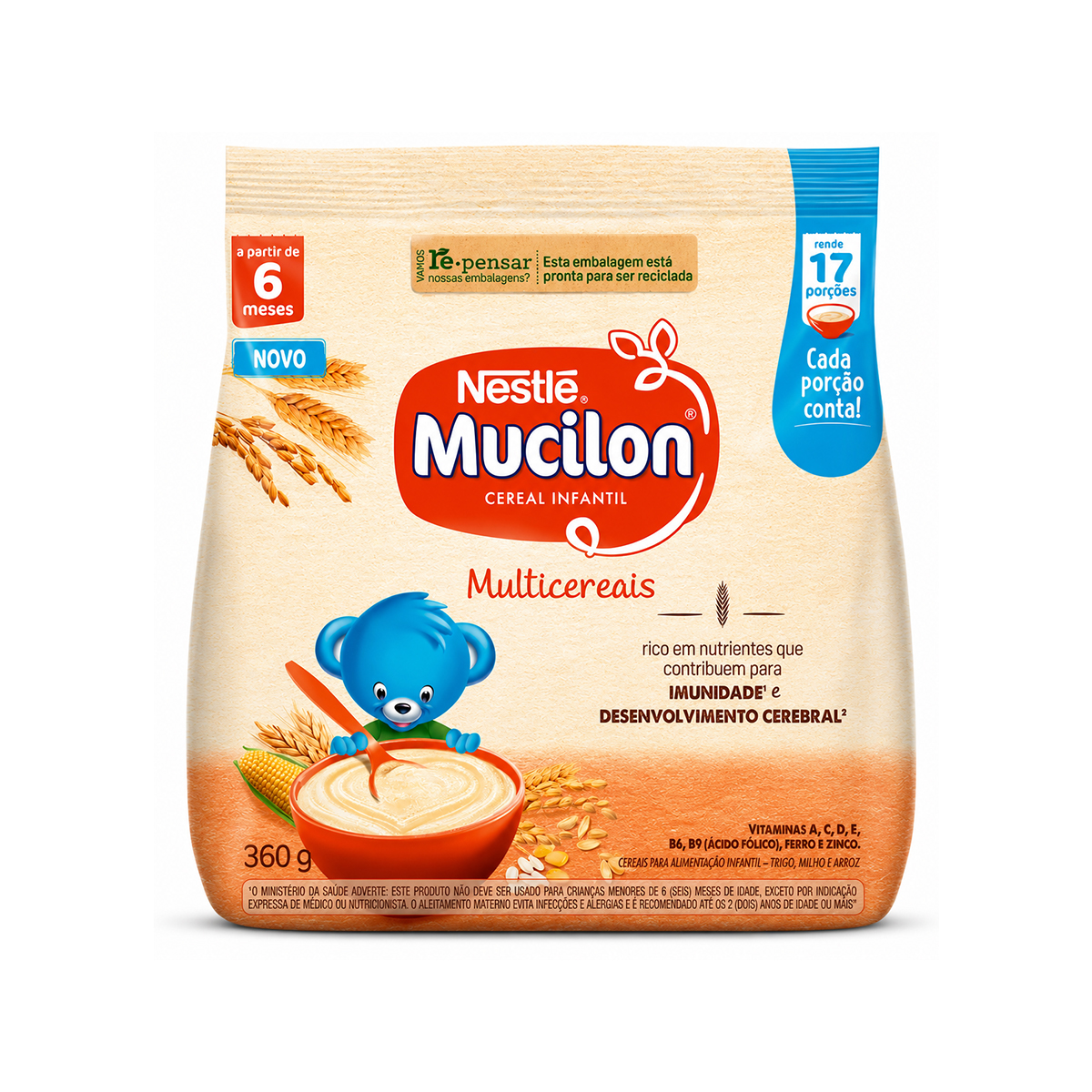 Cereal Infantil Multicereais Sachê Mucilon Nestlé – 360g