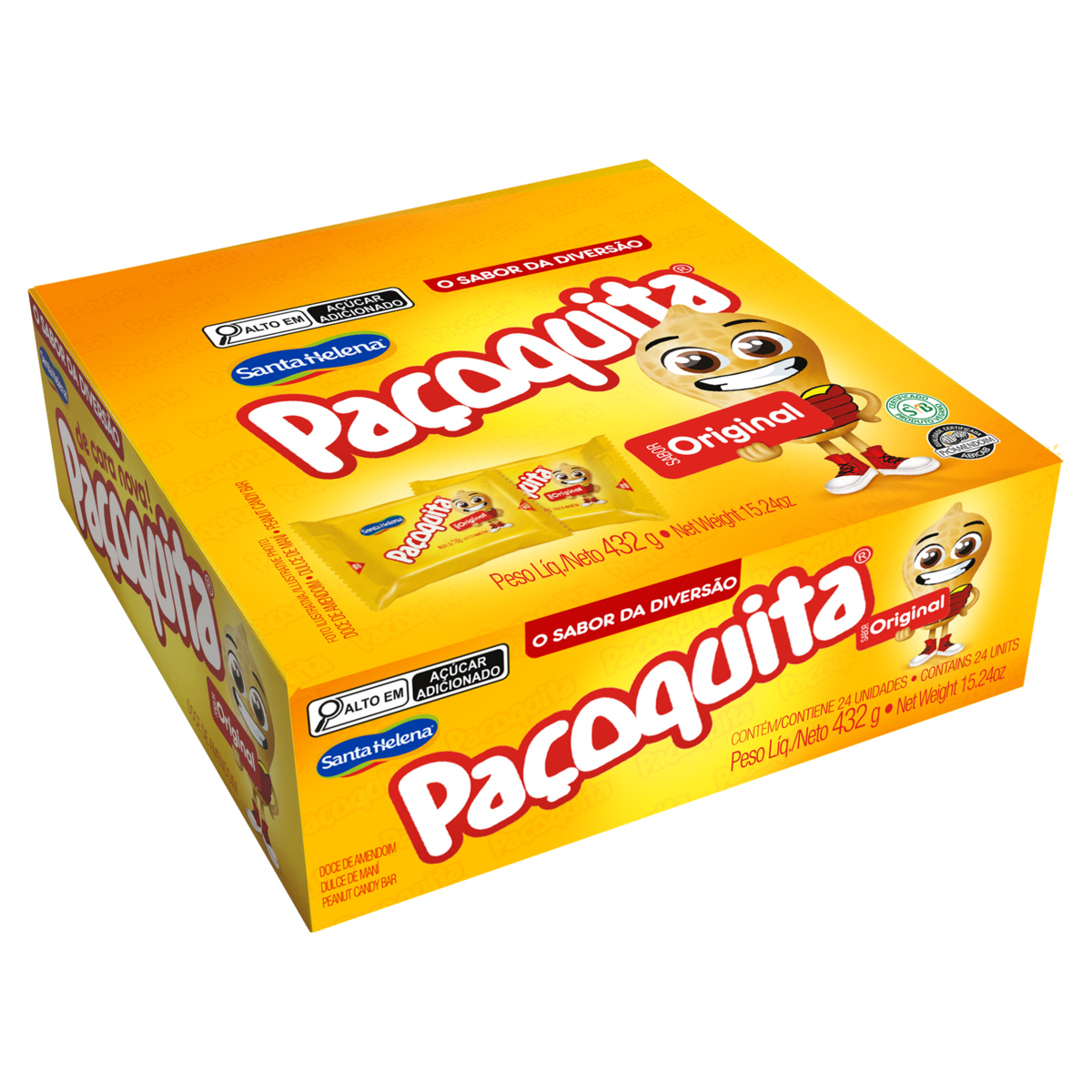 Paçoca Quadrada Embrulhada Display Paçoquita 432g – 24 un