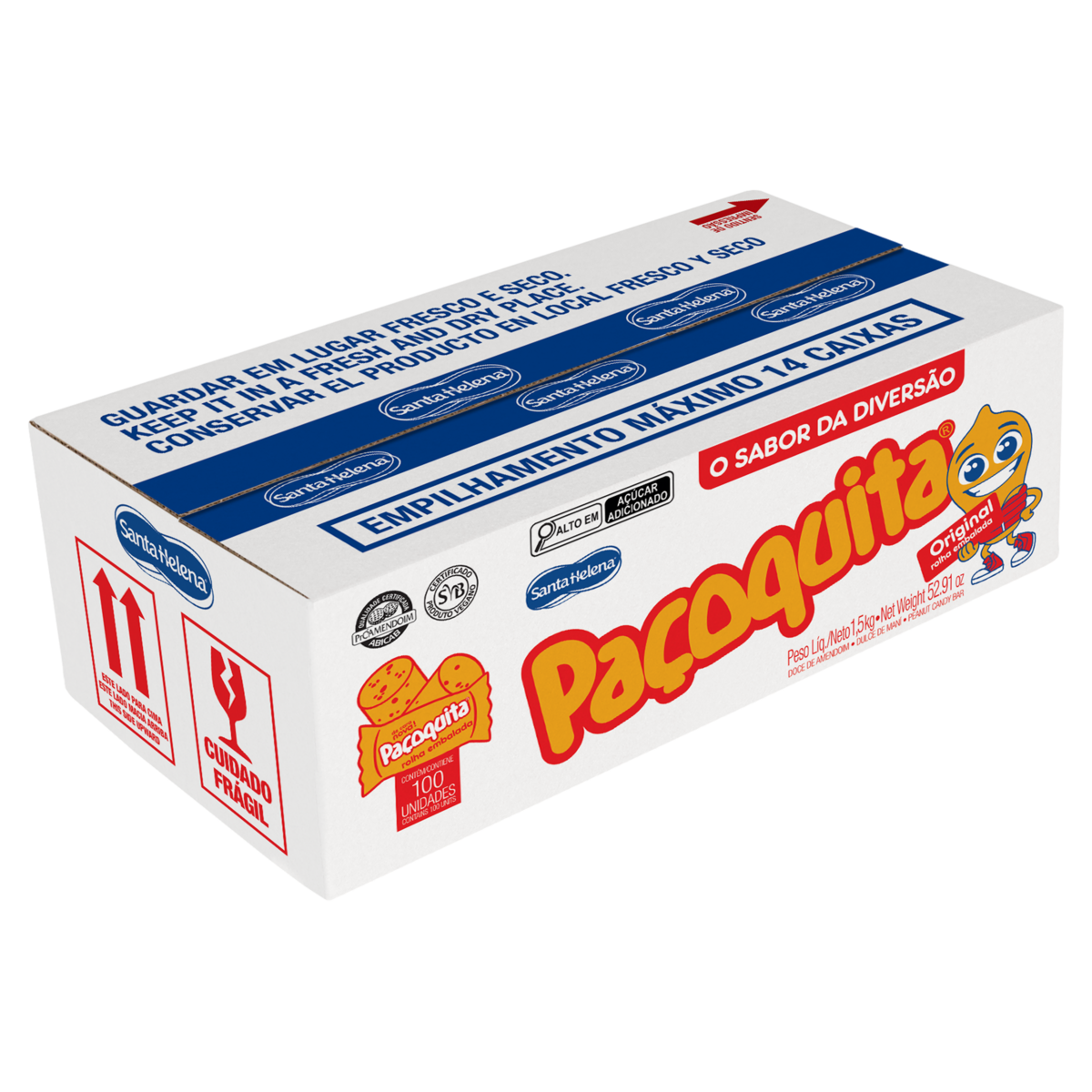 Paçoca Rolha Embrulhada Caixa Santa Helena 100unx15g
