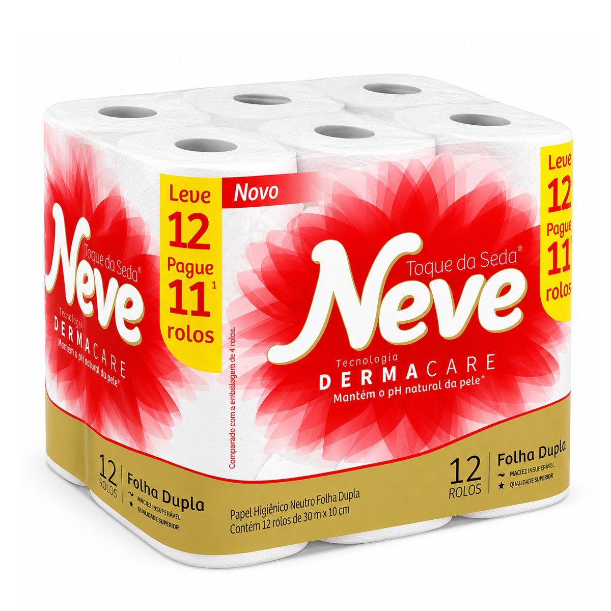Papel Higiênico Folha Dupla Leve 12 Pague 11 Neve - 30m