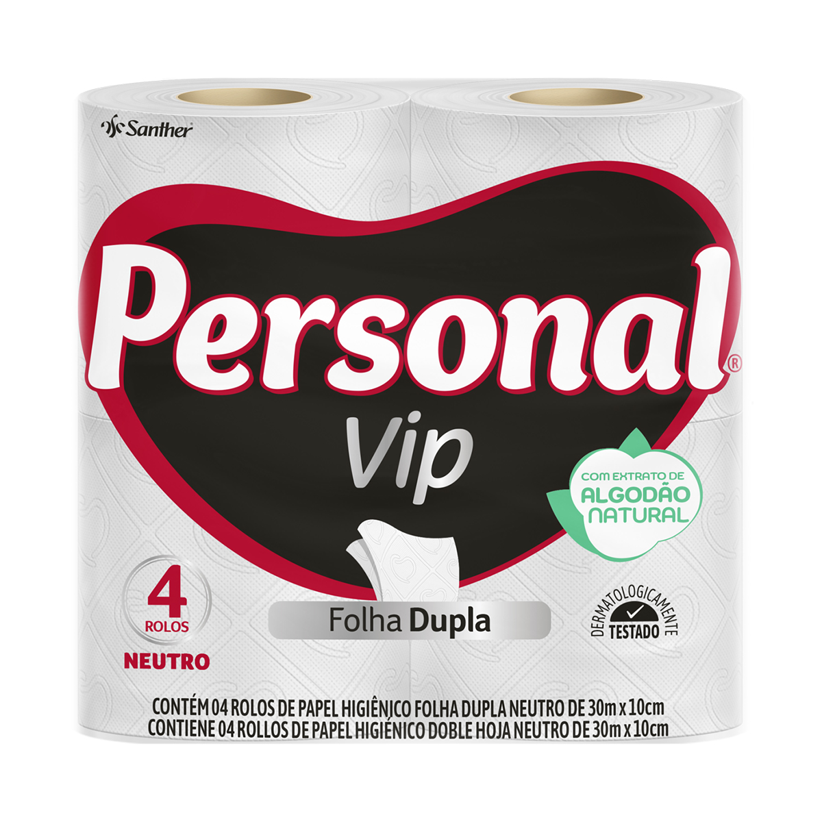 Papel Higiênico Folha Dupla Pacote Personal 30m – 4 Unidades