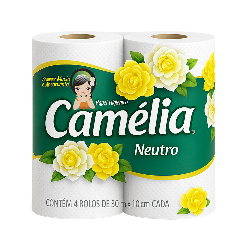 Papel Higiênico Folha Simples Neutro Camélia - 30m 4un