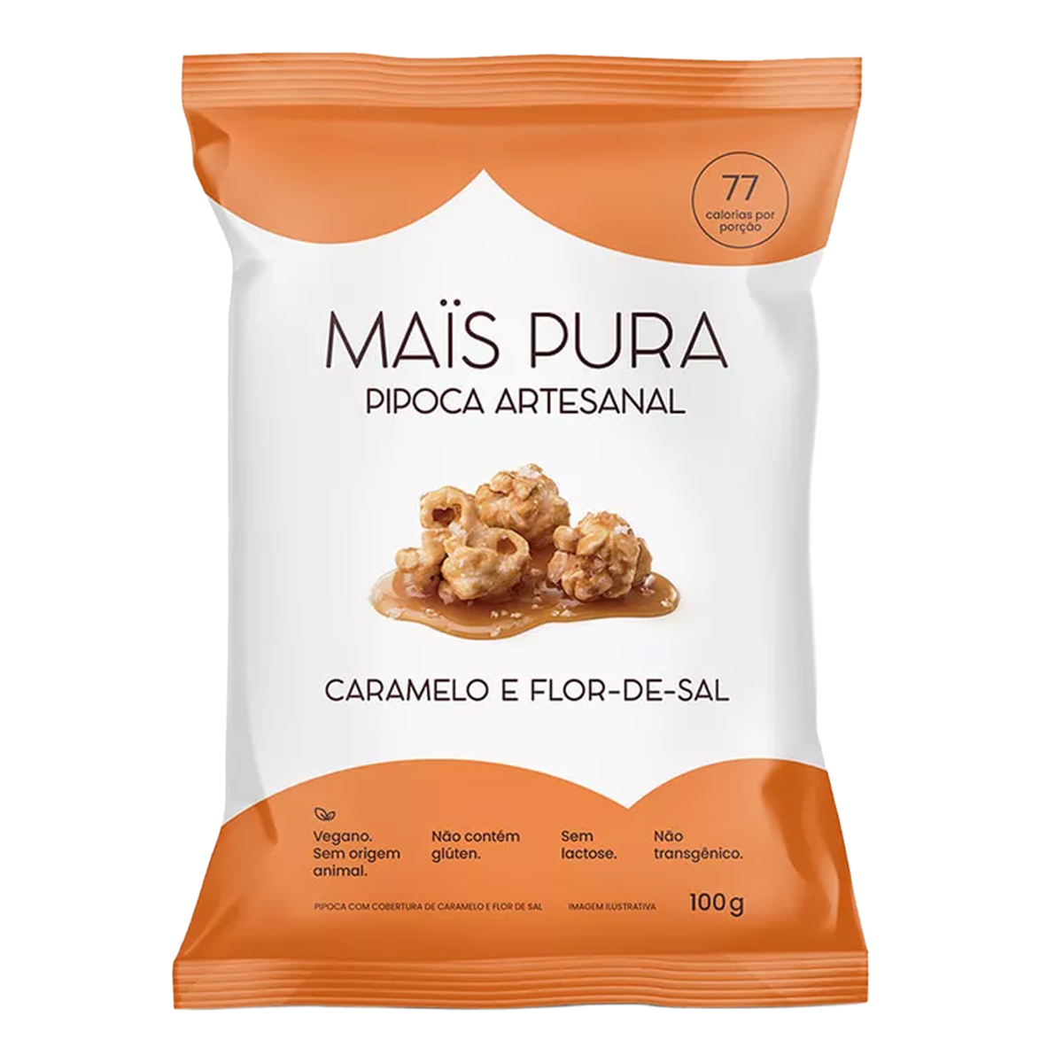 Pipoca Artesanal Caramelo e Flor de Sal Mais Pura – 100g