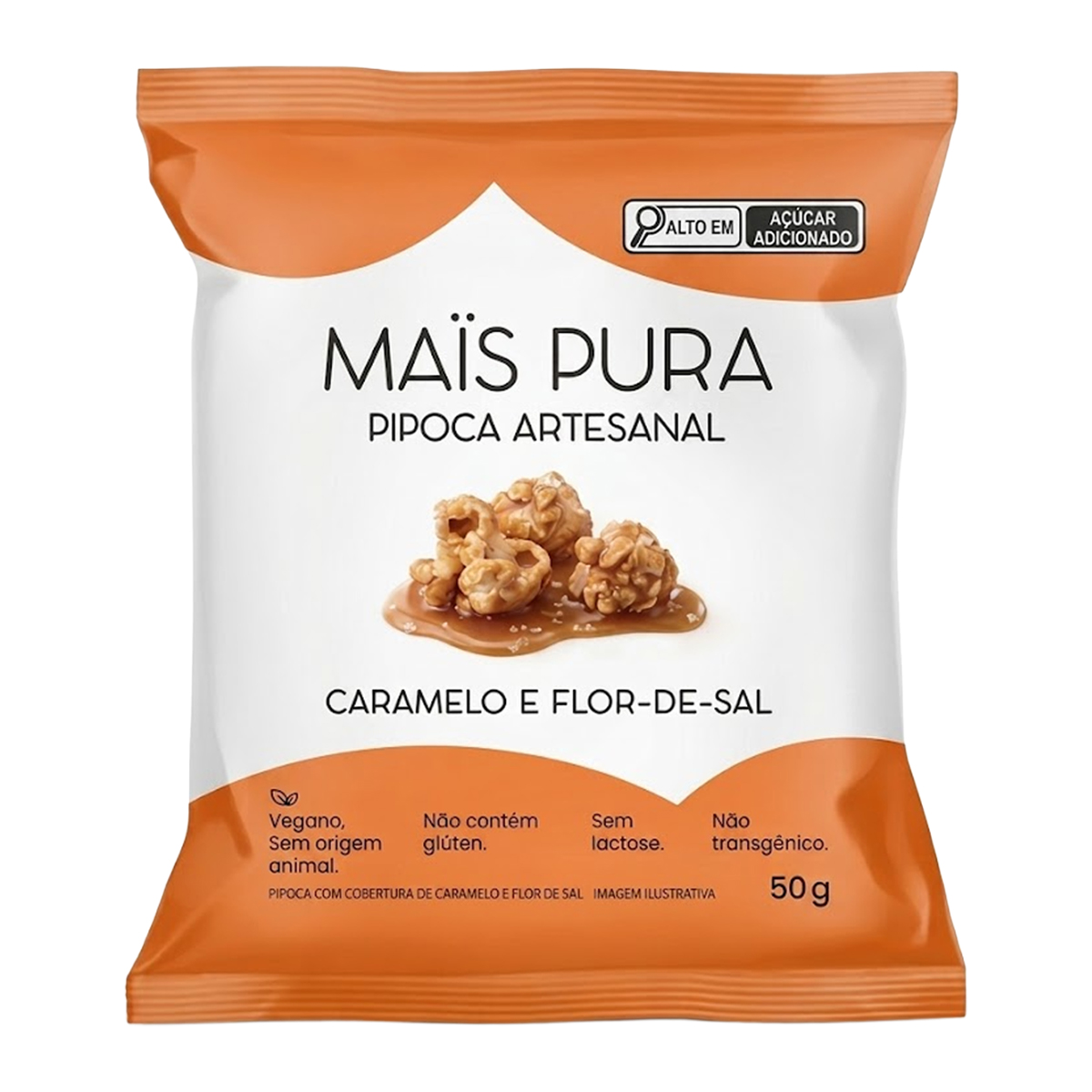Pipoca Artesanal Caramelo e Flor de Sal Mais Pura – 50g