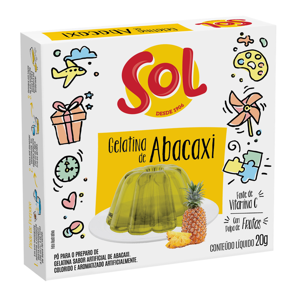 Pó para Gelatina de Abacaxi Sol – 20g