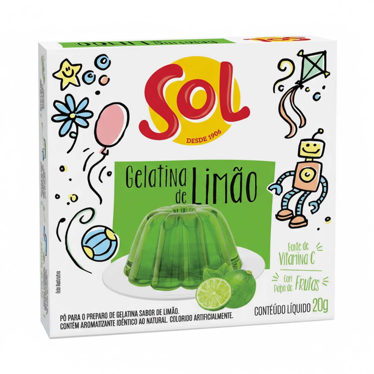 Pó para Gelatina Sabor Limão Sol - 20g