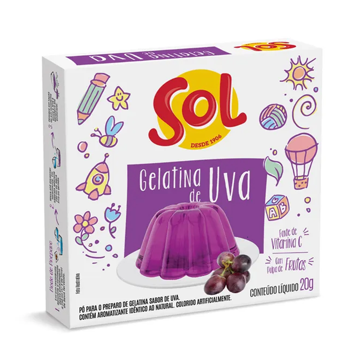 Pó para Gelatina Sabor Uva Sol - 20g
