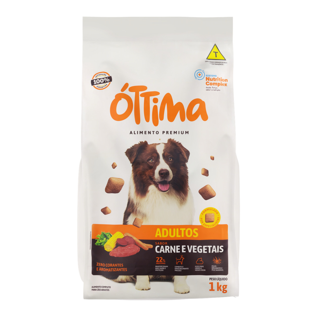 Ração Cães Adultos Carne e Vegetais Ottima Pacote – 1kg