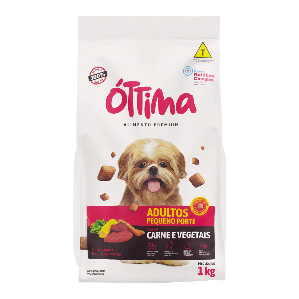Ração Cães Adultos Porte Pequeno Carne e Vegetais Ottima 1kg