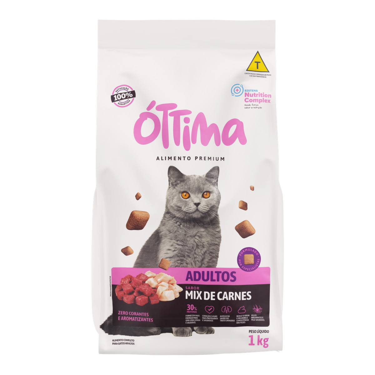 Ração Gatos Adultos Mix de Carnes Pacote Ottima – 1 kg