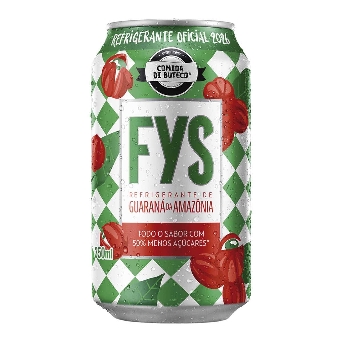 Refrigerante Guaraná 50% Menos Açúcar Lata FYS – 350ml