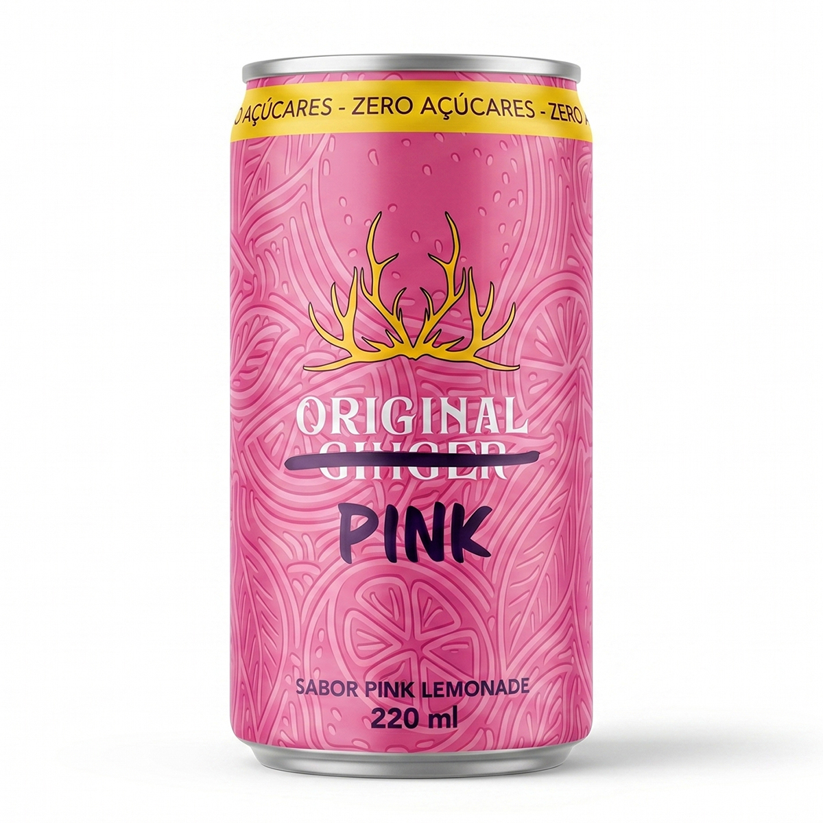 Refrigerante de Framboesa Pink Lemonade Zero Açúcar Original Ginger - 220ml