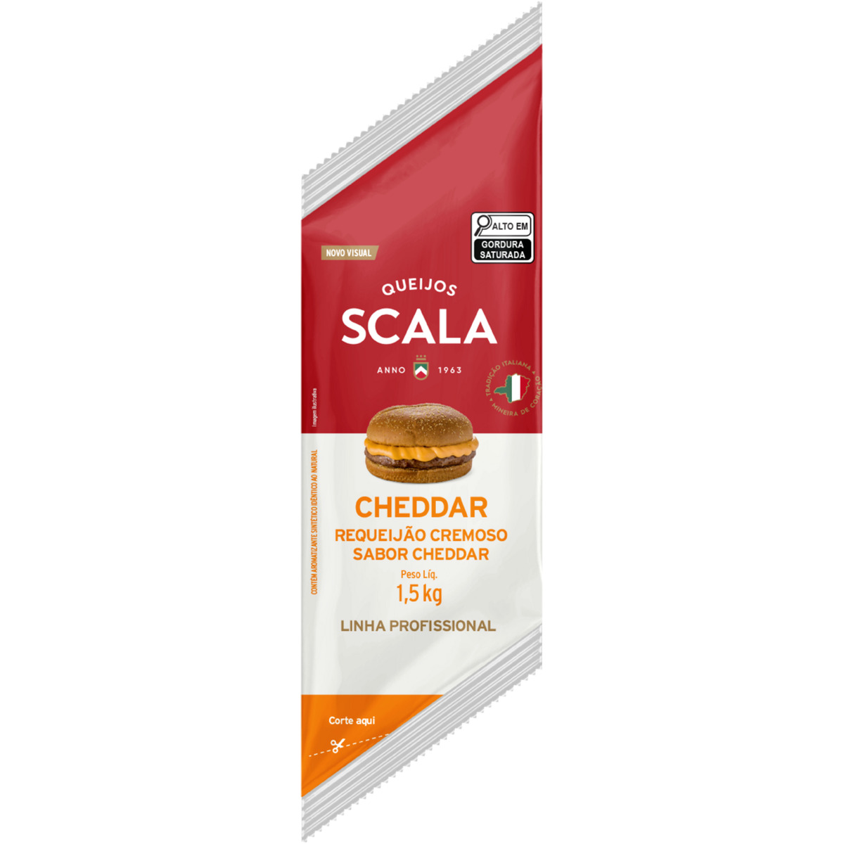Requeijão Cremoso Sabor Cheddar Bisnaga Scala – 1,5 kg