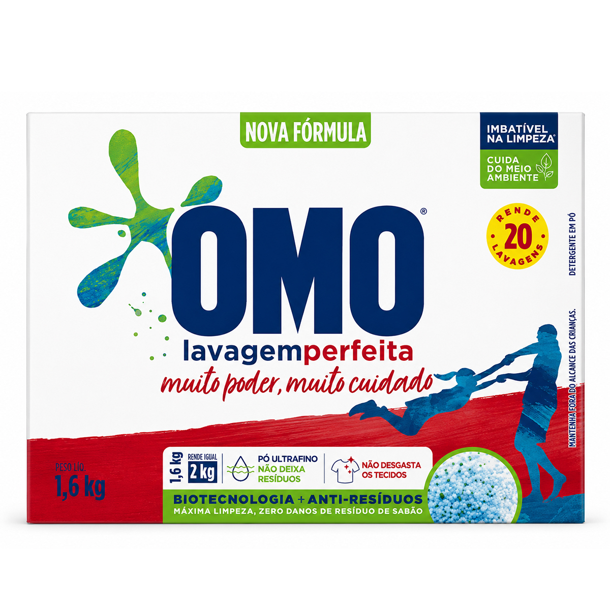 Sabão em Pó Lavagem Perfeita Caixa Omo - 1,6kg
