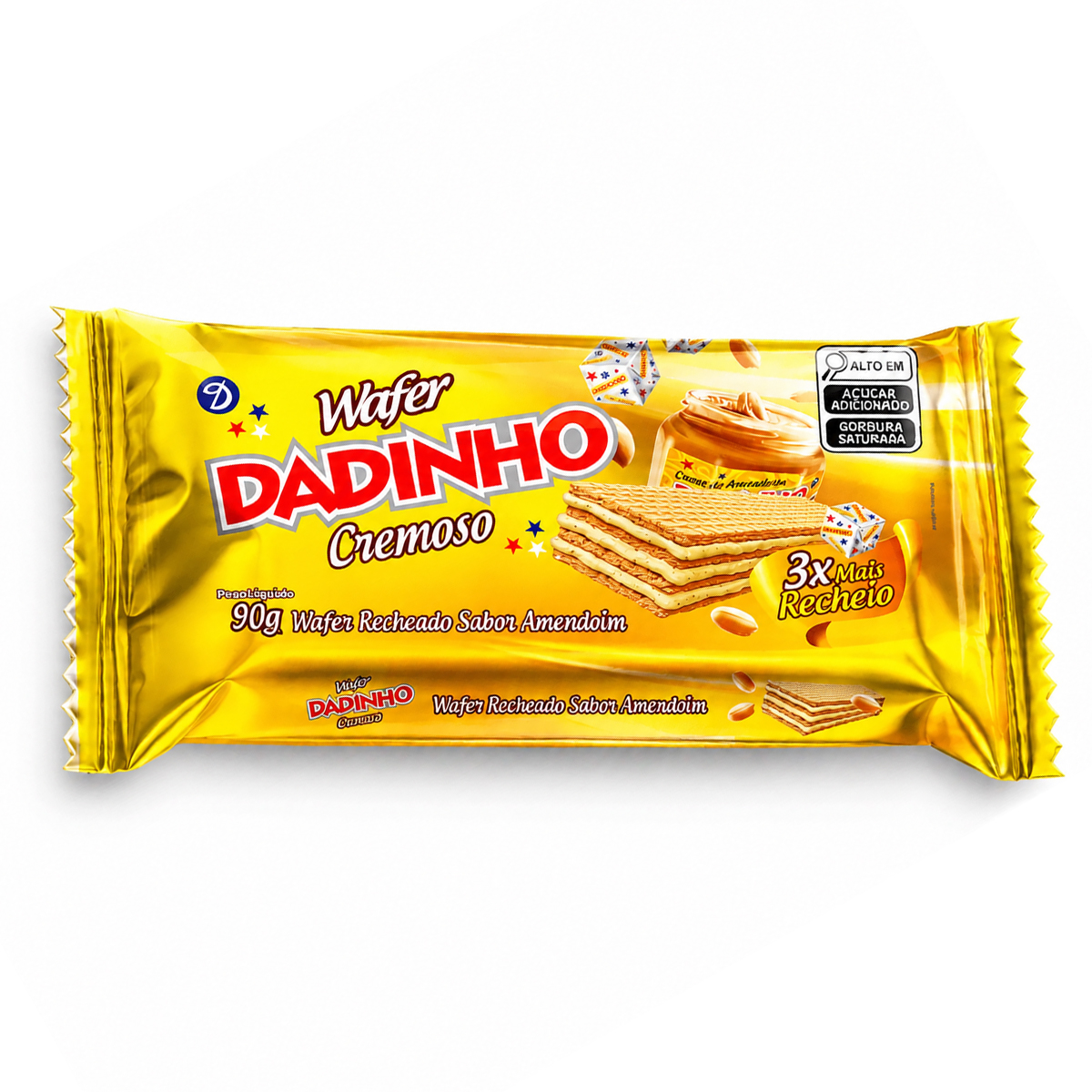 Biscoito Wafer Cremoso Sabor Amendoim Dadinho - 130g