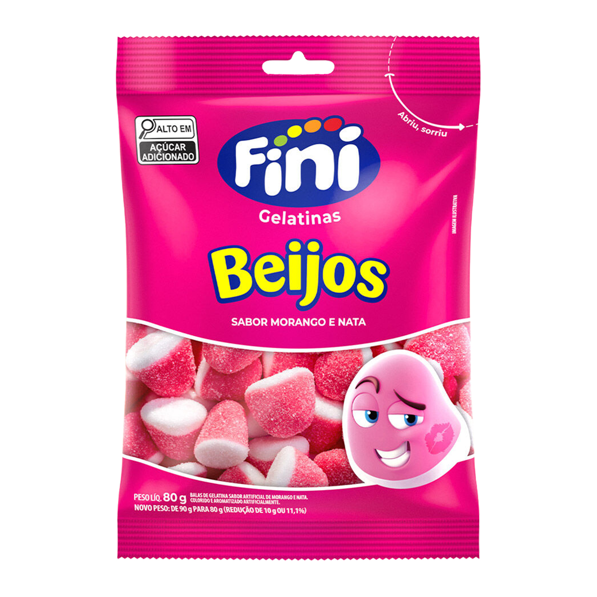 Bala Fini Beijos de Morango 80g