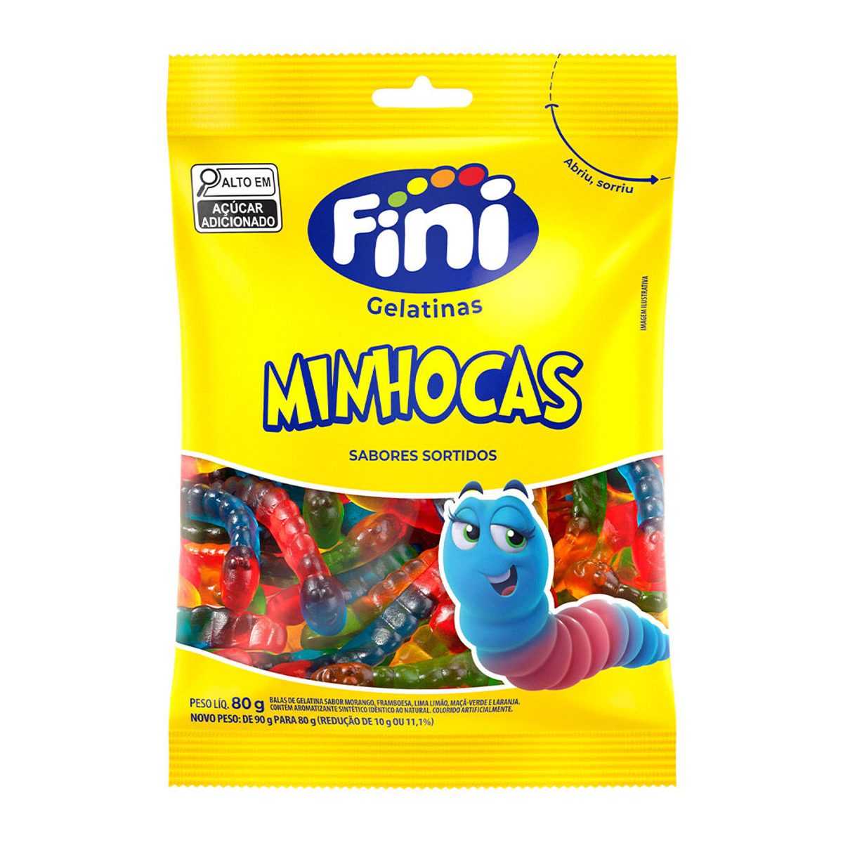 Bala Fini Minhocas Brilho 80g